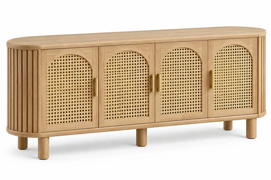 Credenza, quattro ante intrecciate ad arco, marrone