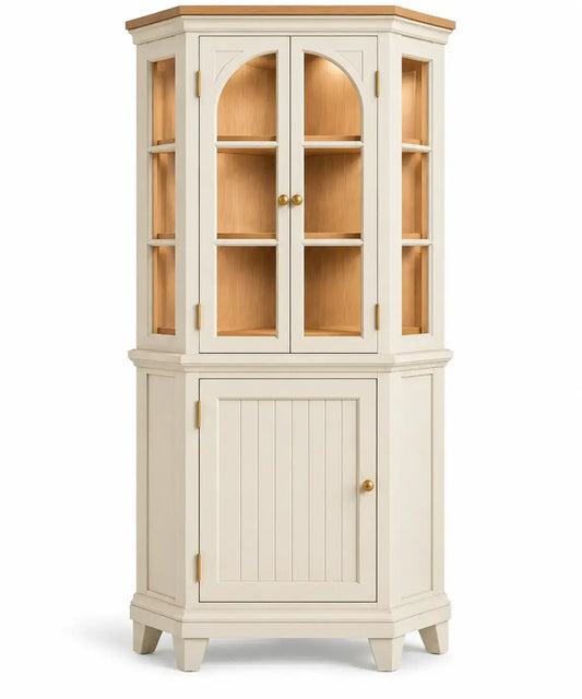 Vetrina, profilo angolare con anta vetrata, beige/marrone