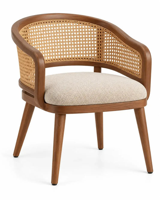 Sedia, schienale intrecciato avvolgente, marrone/beige