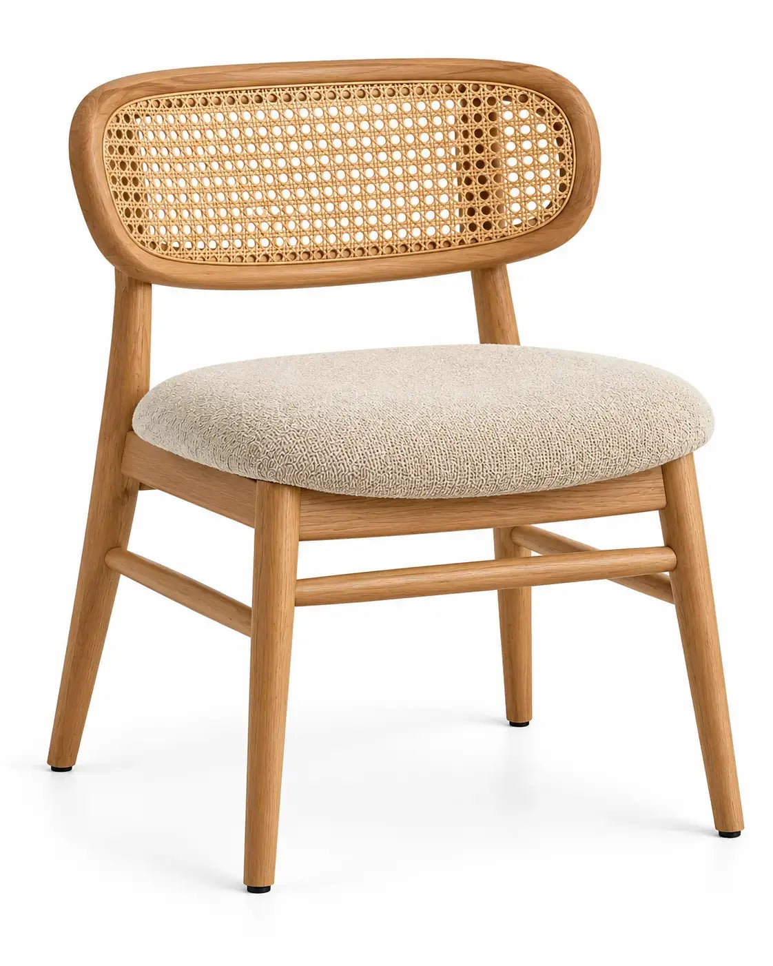 Sedia, schienale rettangolare intrecciato e seduta imbottita, marrone/beige